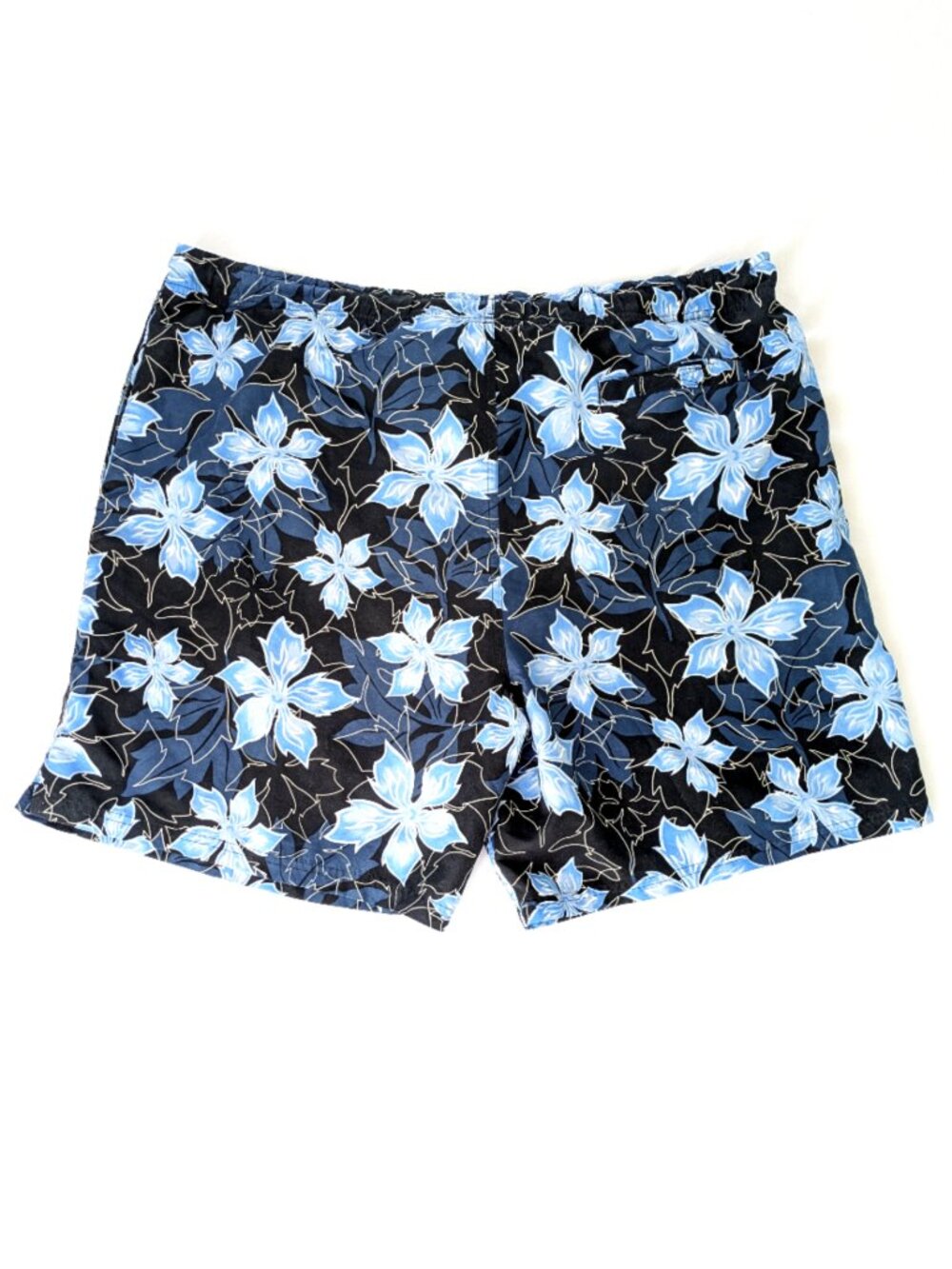 Blue Hawaiian Swim Trunks - Men's XL - Blue Consensus Floral Swimsuit Shorts - Picture 2 of 6